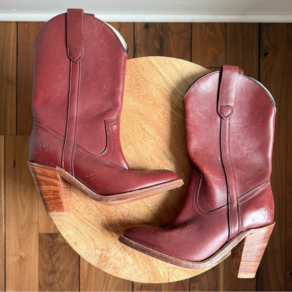 Frye Vintage Mid Calf Cognac Heeled Cowgirl Boots sz: 5B - Picture 1 of 11